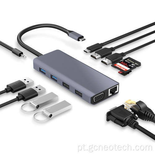 Estação de ancoragem de 12 em 1 USB-C para HDMI Gigabit Ethernet